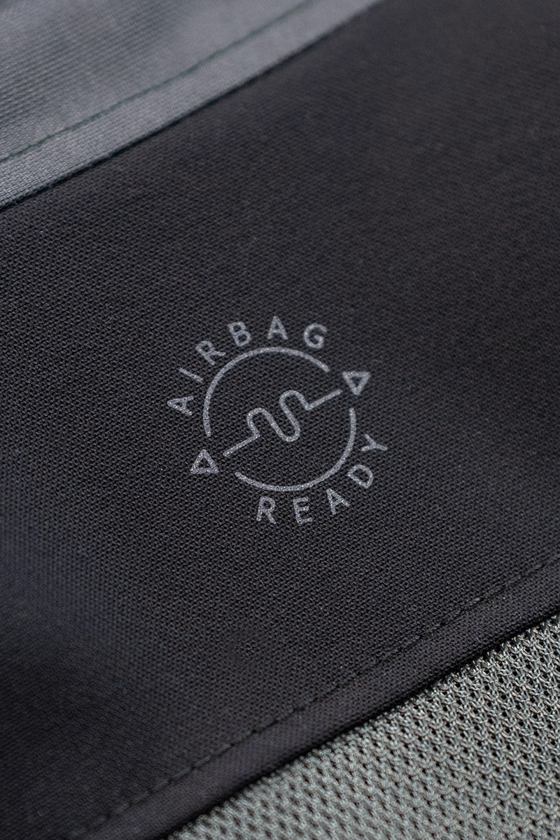 Airbag ready badge on motorcycle jacket